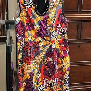 Nanette Lepore women's sleeveless animal print dress with beading